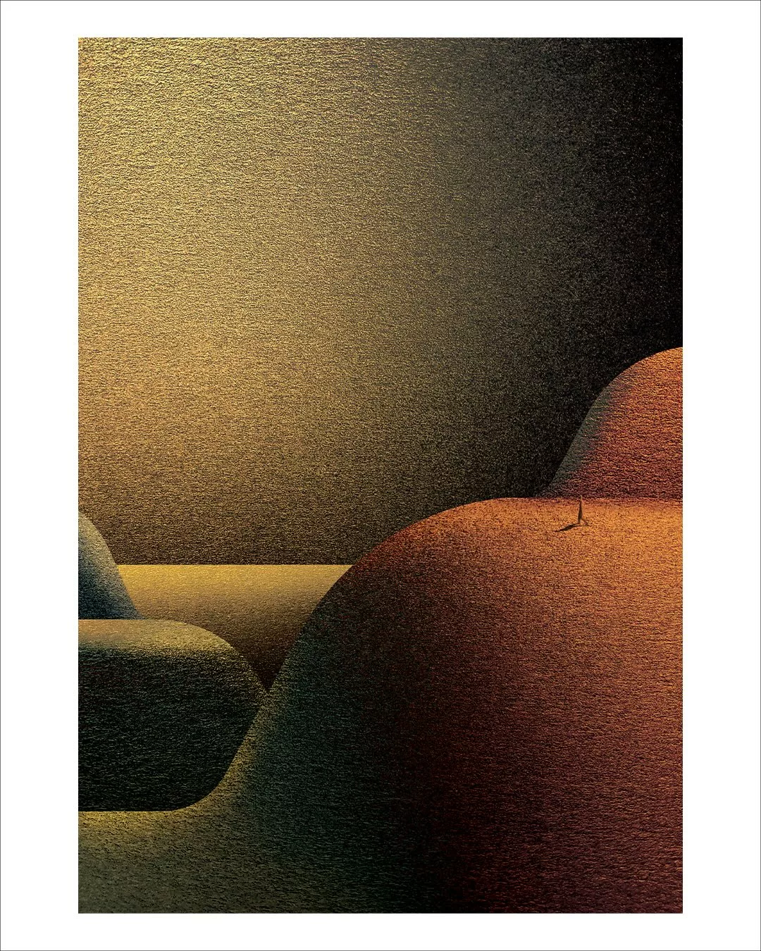 Nomade : un voyage chromatique Édition, impression, céramique
Charles KALPAKIAN @charles_kalpakian
Artiste Designer
Exposition 6 février – 14 mars 2026  
Impression fine art 
Éditée à 8 exemplaires  Signée et numérotée 
Encadrement sur mesure verre musée   BIKFAYA 
Impression fine art  40x30 cm PASSAGERELLE  Impression fine art
40x30 cm 
MULTIVERSE 
Impression fine art  40x30 cm  LUNE/SOLEIL 
Impression fine art 
40x30 cm  Les impressions peuvent être présentées de plusieurs façons: 
- sur dibond - sur dibond et encadrées d’une caisse américaine - encadrées sur mesure en bois avec verre musée ( sur la photo 6, à gauche le verre est standard, ce qui permet de constater la différence avec un verre musée qui est anti-reflet )
Nomade : un voyage chromatique explore l’articulation entre identité personnelle et mémoire collective par une dramaturgie de la lumière, du grain et de la stratification. Le récit suit un enfant dans un Beyrouth post-guerre : une ville qui se pense autant qu’elle se voit. 
Au sol, une ligne qui transforme l’espace en écriture. L’architecture devient calligraphie urbaine : masses et interstices, pleins et vides. Le grain constitue la matière première du projet. Grain photographique, grain de sable, poussières prises dans les faisceaux, autant de particules-mémoire qui donnent corps au temps. 
Le grain n’est pas simple texture ; il est le sismographe du récit, il fait vibrer les images et relie l’intime au géologique, la peau à la pierre.